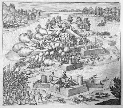 Annihilation of the French Protestant settlers, Fort Charles, Florida, 1562, from 